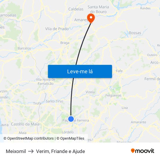 Meixomil to Verim, Friande e Ajude map