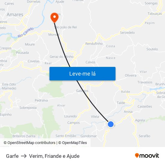 Garfe to Verim, Friande e Ajude map