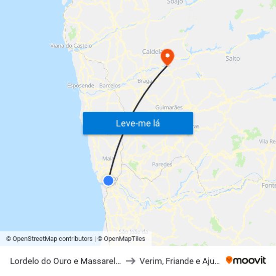 Lordelo do Ouro e Massarelos to Verim, Friande e Ajude map