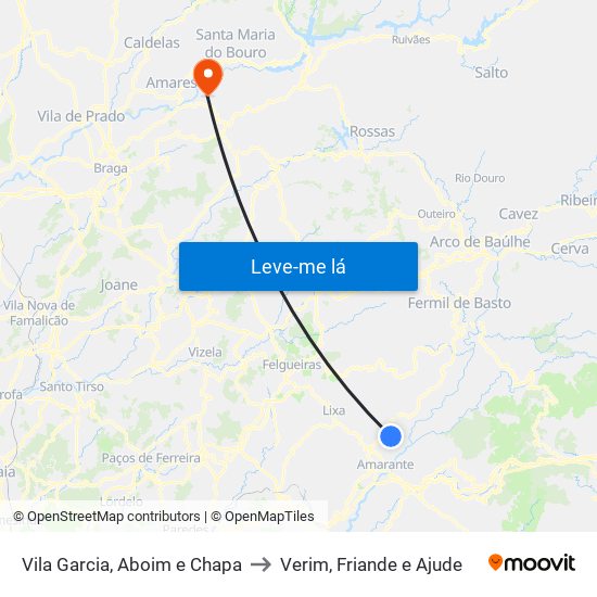 Vila Garcia, Aboim e Chapa to Verim, Friande e Ajude map