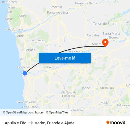 Apúlia e Fão to Verim, Friande e Ajude map