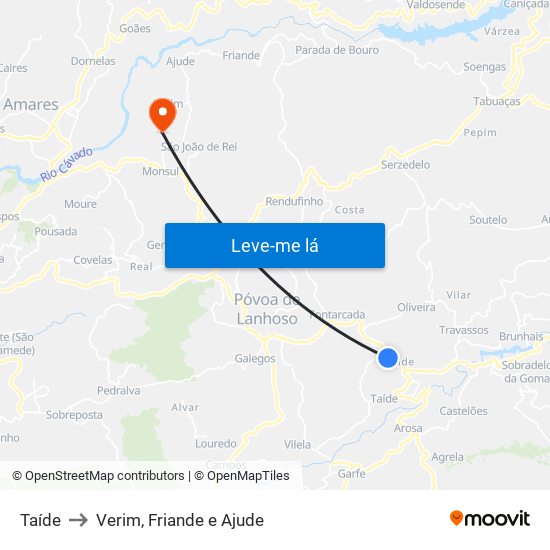 Taíde to Verim, Friande e Ajude map