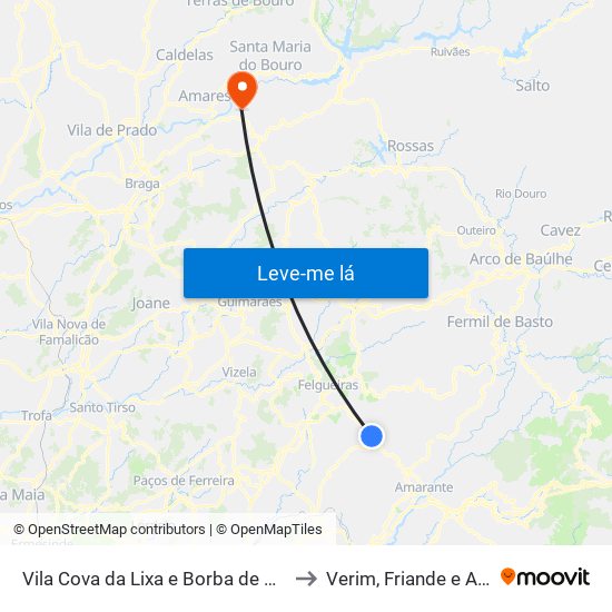 Vila Cova da Lixa e Borba de Godim to Verim, Friande e Ajude map