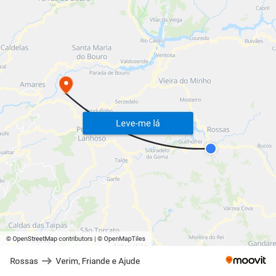 Rossas to Verim, Friande e Ajude map