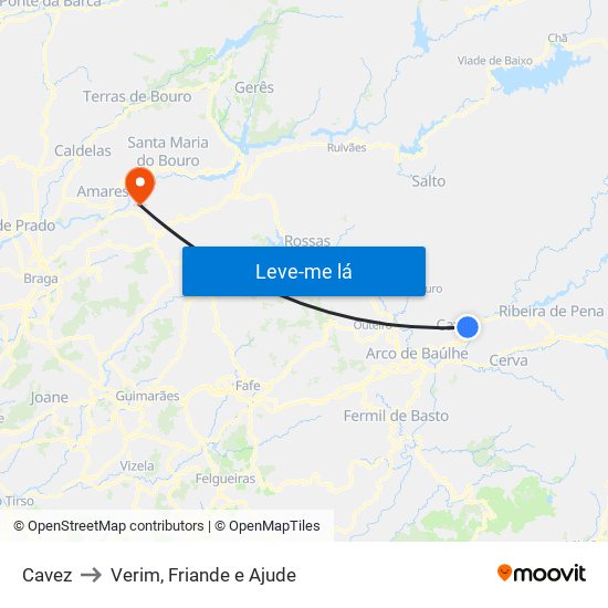 Cavez to Verim, Friande e Ajude map