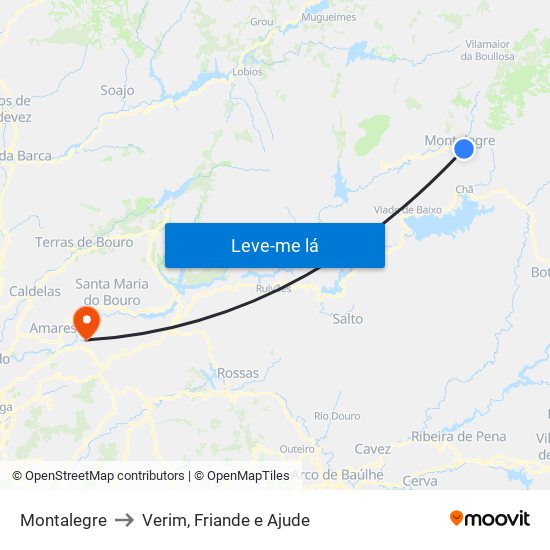 Montalegre to Verim, Friande e Ajude map