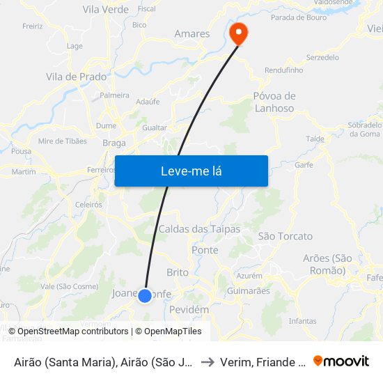 Airão (Santa Maria), Airão (São João) e Vermil to Verim, Friande e Ajude map