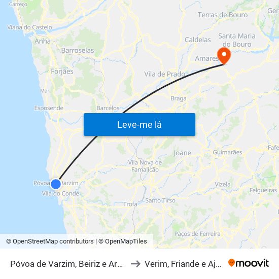 Póvoa de Varzim, Beiriz e Argivai to Verim, Friande e Ajude map