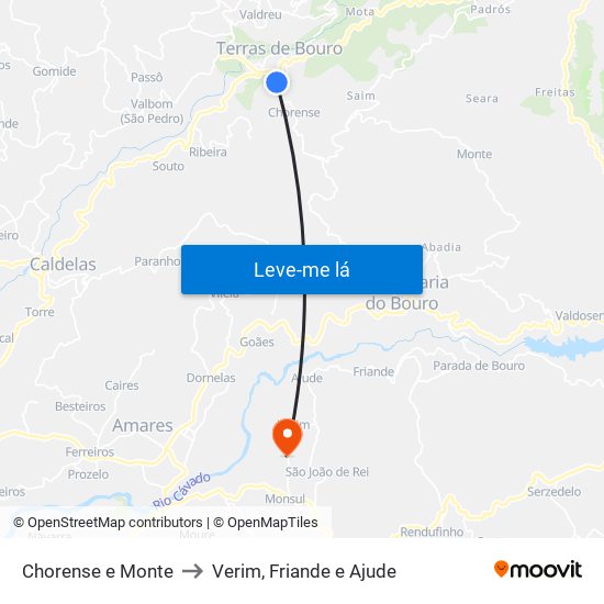 Chorense e Monte to Verim, Friande e Ajude map