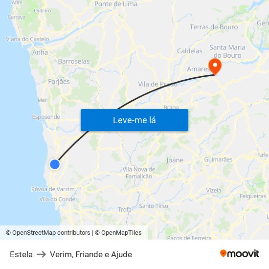 Estela to Verim, Friande e Ajude map