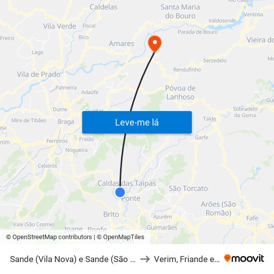 Sande (Vila Nova) e Sande (São Clemente) to Verim, Friande e Ajude map