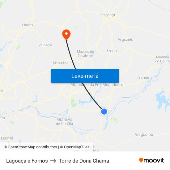 Lagoaça e Fornos to Torre de Dona Chama map