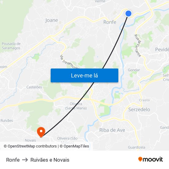Ronfe to Ruivães e Novais map