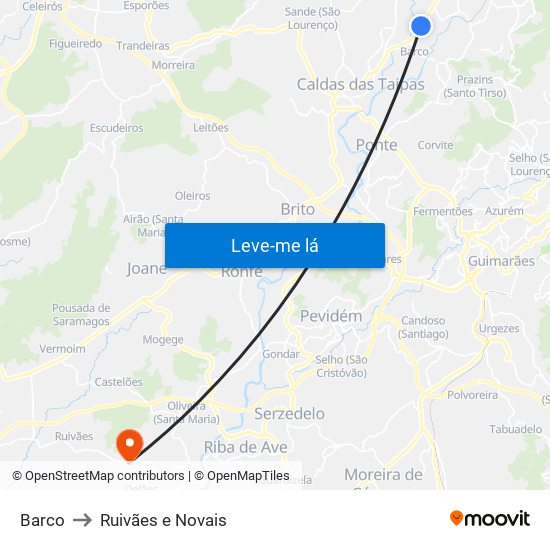 Barco to Ruivães e Novais map