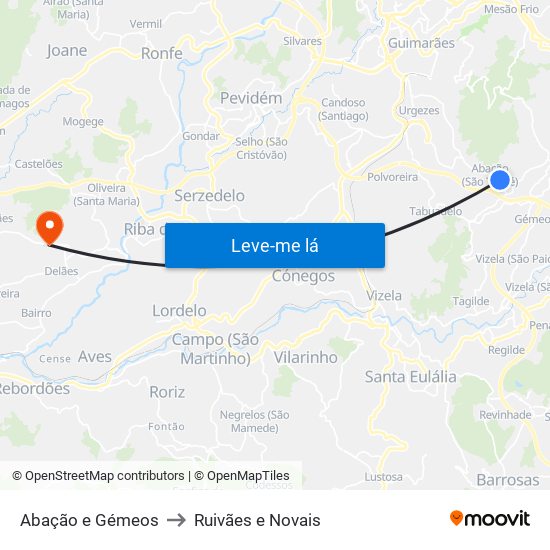Abação e Gémeos to Ruivães e Novais map