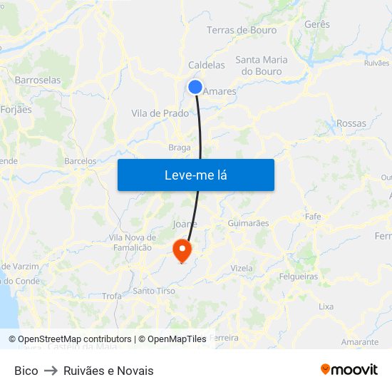 Bico to Ruivães e Novais map