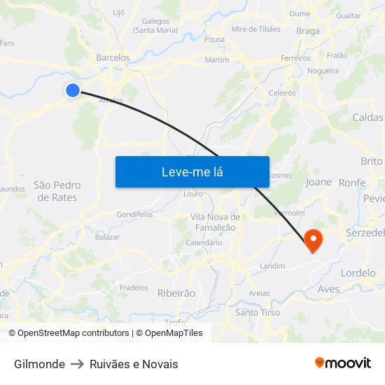 Gilmonde to Ruivães e Novais map