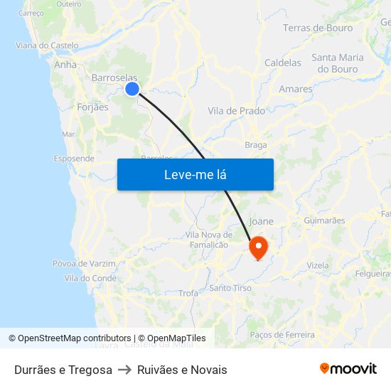 Durrães e Tregosa to Ruivães e Novais map