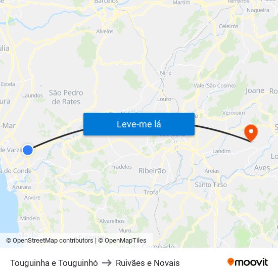 Touguinha e Touguinhó to Ruivães e Novais map