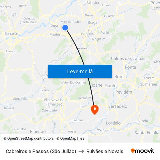 Cabreiros e Passos (São Julião) to Ruivães e Novais map