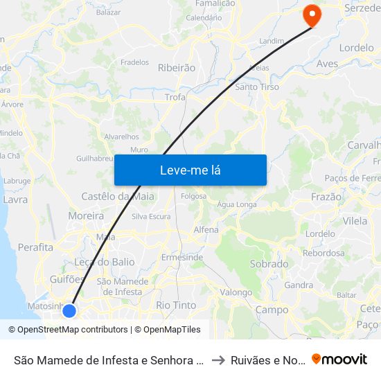 São Mamede de Infesta e Senhora da Hora to Ruivães e Novais map