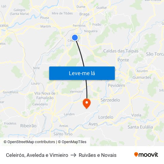 Celeirós, Aveleda e Vimieiro to Ruivães e Novais map