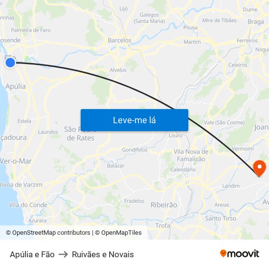 Apúlia e Fão to Ruivães e Novais map