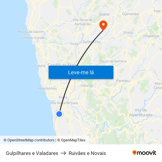 Gulpilhares e Valadares to Ruivães e Novais map
