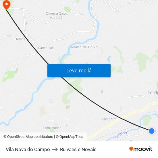 Vila Nova do Campo to Ruivães e Novais map