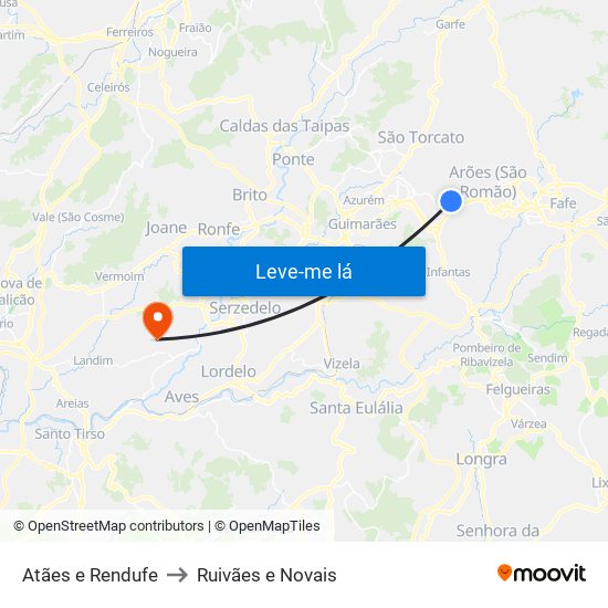 Atães e Rendufe to Ruivães e Novais map