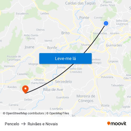 Pencelo to Ruivães e Novais map