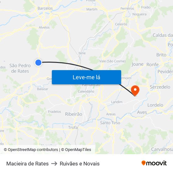 Macieira de Rates to Ruivães e Novais map