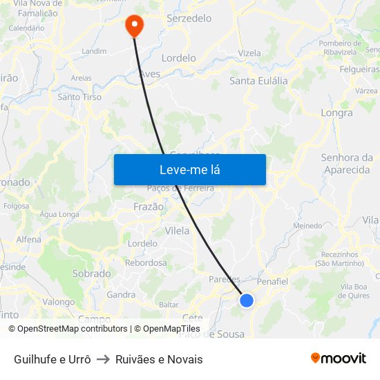 Guilhufe e Urrô to Ruivães e Novais map