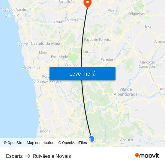 Escariz to Ruivães e Novais map