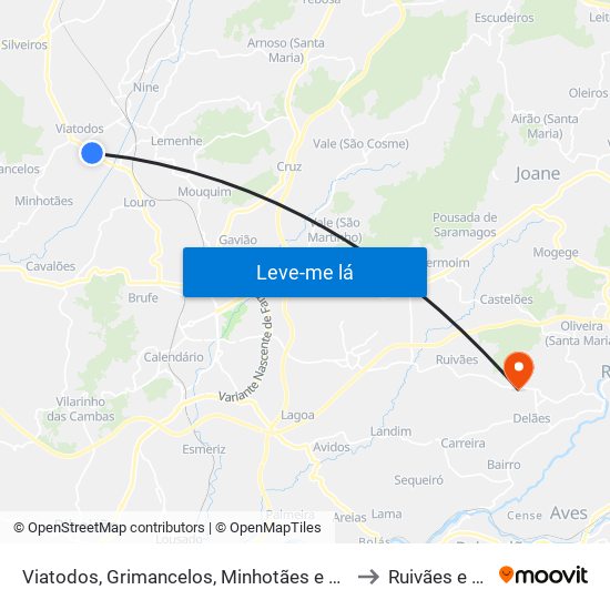 Viatodos, Grimancelos, Minhotães e Monte de Fralães to Ruivães e Novais map