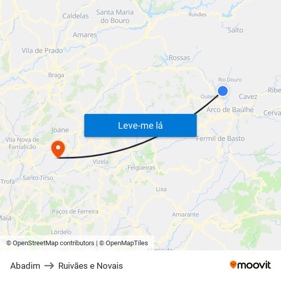 Abadim to Ruivães e Novais map