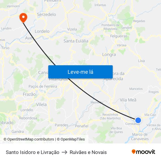 Santo Isidoro e Livração to Ruivães e Novais map