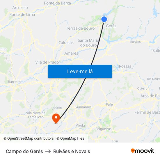 Campo do Gerês to Ruivães e Novais map