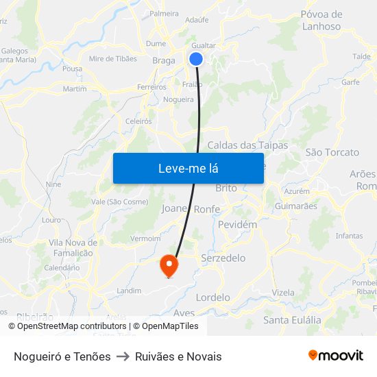 Nogueiró e Tenões to Ruivães e Novais map