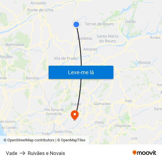 Vade to Ruivães e Novais map