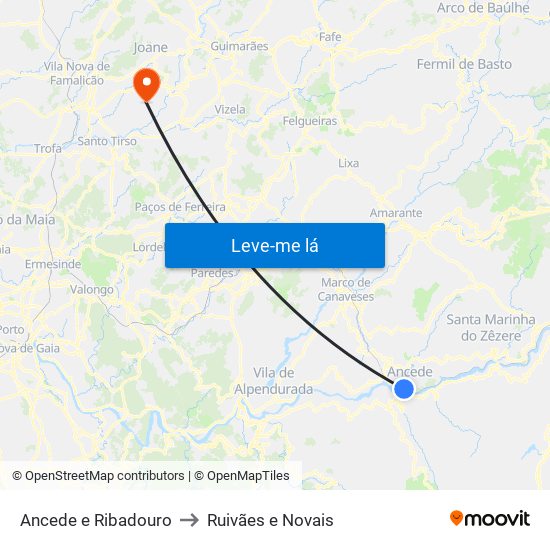 Ancede e Ribadouro to Ruivães e Novais map