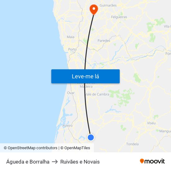 Águeda e Borralha to Ruivães e Novais map