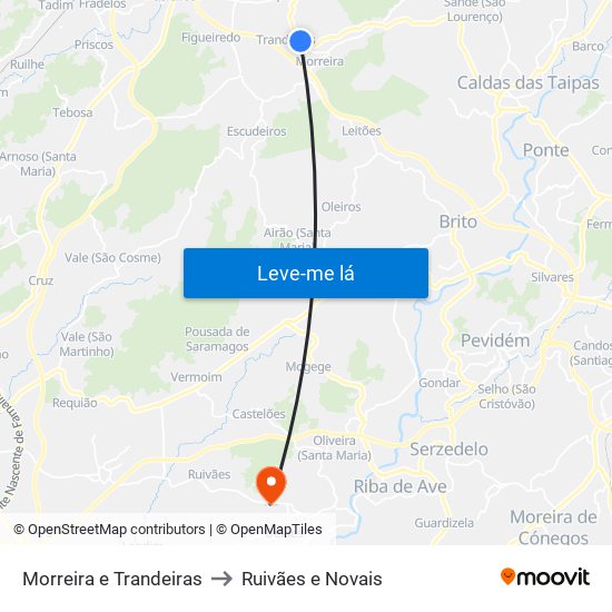 Morreira e Trandeiras to Ruivães e Novais map