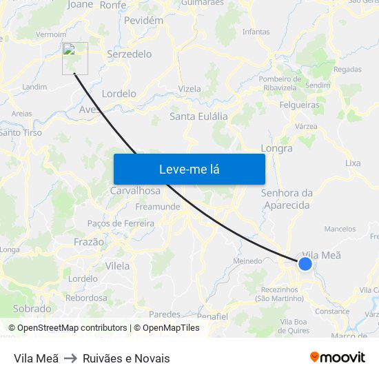 Vila Meã to Ruivães e Novais map