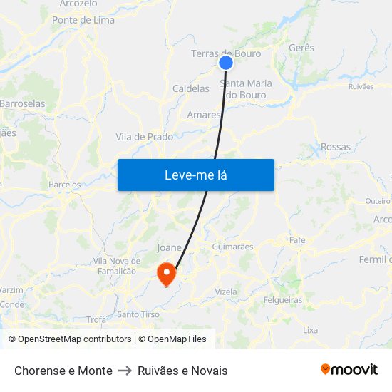 Chorense e Monte to Ruivães e Novais map