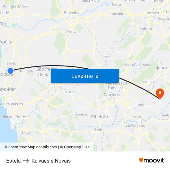 Estela to Ruivães e Novais map