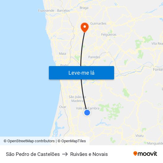 São Pedro de Castelões to Ruivães e Novais map