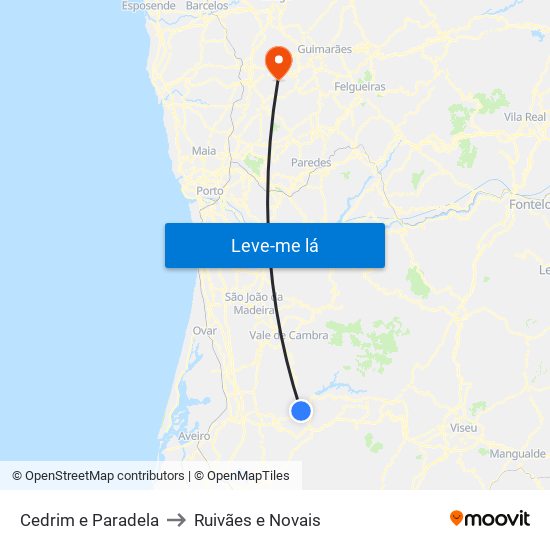 Cedrim e Paradela to Ruivães e Novais map