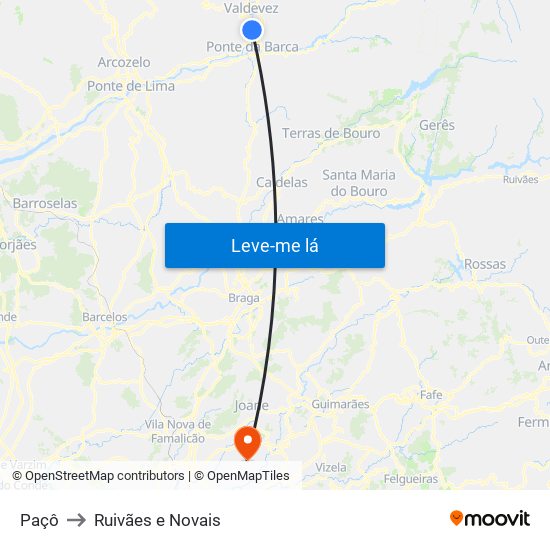 Paçô to Ruivães e Novais map