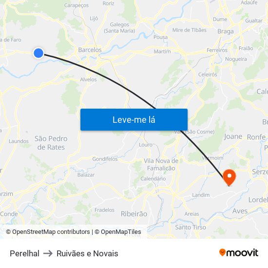 Perelhal to Ruivães e Novais map